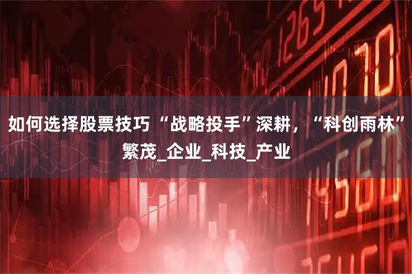 如何选择股票技巧 “战略投手”深耕，“科创雨林”繁茂_企业_科技_产业